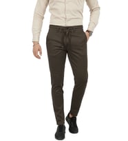 DeepSEA Erkek Kahve Likralı Beli Lastikli & İpli Dar Kesim Şık Kumaş Pantolon 2600572