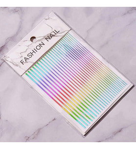 Adanil Nail Art Kendinden Yapışkanlı Şerit Sticker Parıltılı Çok Renkli Gökkuşağı Rainbow