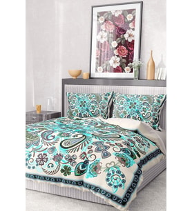 %100 Pamuk Saten Nevresim Takımı Lastikli Çarşaf Deluxe Çift Kişilik 3d Blue