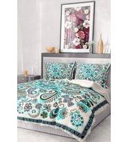 %100 Pamuk Saten Nevresim Takımı Lastikli Çarşaf Deluxe Çift Kişilik 3d Blue