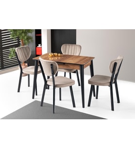 Melisa Star MDF Açılır Mutfak Masa Takımı 60x100 (Ceviz)