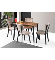 Melisa Star MDF Açılır Mutfak Masa Takımı 60x100 (Ceviz)