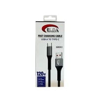 Elba Elb120-3 120w   USBC Type-c To Usb 1Mt Siyah Örgülü  Şarj Kablosu ( Data Veri )