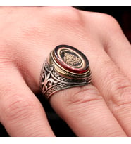 Hat Sanatı Hasbiyallahu Yazılı 925 Ayar Gümüş Erkek Yüzük