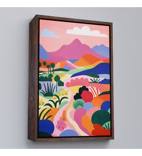 Çerçeveli Pastel Minimalist Manzara Tablo (Beyaz)