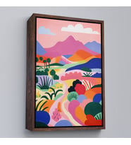 Çerçeveli Pastel Minimalist Manzara Tablo (Beyaz)