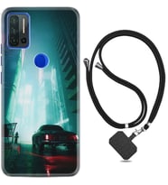 Reeder P13 Blue Max Pro Kılıf Desenli İpli Askılı Night Cars 1619