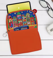 BK Gift Modern Soyut Tasarımlı Taşınabilir Koruyucu Tablet Kılıfı & Organizer Çanta - Turuncu-10