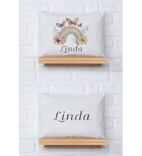 Pia Baby Premium %100 Pamuk İkili İsim Yazılı Kız Bebek Yastık Kılıfı – 35x45 cm Organik Baskı 5078-13 (Ekru)