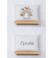 Pia Baby Premium %100 Pamuk İkili İsim Yazılı Kız Bebek Yastık Kılıfı – 35x45 cm Organik Baskı 5078-13 (Ekru)
