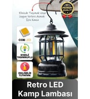 Çok Amaçlı Ayarlanabilir Şarjlı 2 Kademeli 500 Lümen Enerji Tasarruflu 3 COB Retro LED Kamp Lambası