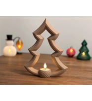 3D Baskı Yılbaşı Ağacı Tealight Mumluk 18 cm Dekoratif Çam Ağacı Şamdan Yeni Yıl Masa Süsü