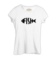 Fish with Letters Beyaz Kadın Tshirt