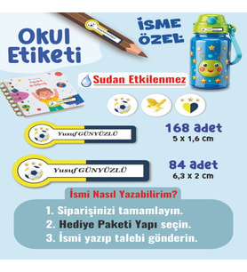 Okul Etiketi Kalem Defter Etiketi Sarı Lacivert Takım Temalı Özel İsim Yazılabilen Etiket - 252Adet