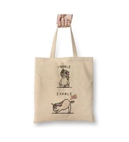Inhale Exhale Unicorn Yoga Fitness Beyaz Bez Çanta Uzun Saplı Alışveriş Çantası Plaj Çantası