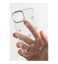 iPhone 14 Pro Max Uyumlu ?effaf Kurdele Desenli Yumu?ak Koruma K?l?f? � ?nce, Esnek, �izilmez Tasar?m, Kamera Korumal? ?effaf Telefon Kapak Pembe