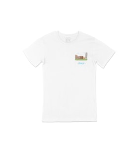 İtalya Cep Logo Tasarımlı Beyaz Tişört