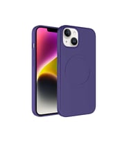 Apple iPhone 14 Uyumlu Kılıf M-safe Wireless Şarj Özellikli Pastel Renk Silikon Zore Plas Kapak (Mürdüm)