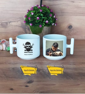Erkek Kuaförü Kupa Bardak T Fotoğraflı Kuaförler Günü Hediyesi