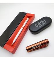 Clipper® Klasik Parlak Bronz Kişiye Özel Çakmak ve Kalem Seti Hediyelik Çakmak