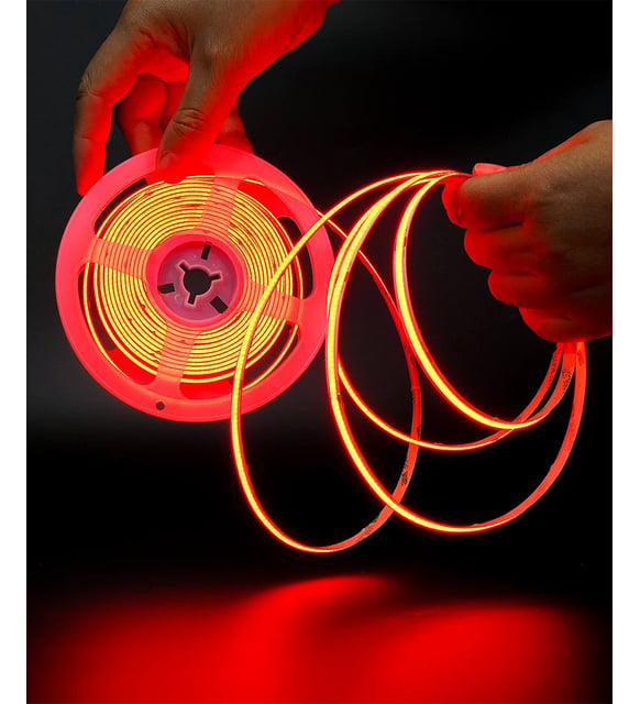 12V COB Şerit Led Kırmızı Işık - Metrede 360 Led - 5 Metre