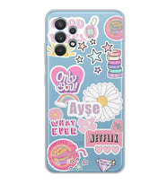 Samsung Pink Sticker Tasarımlı Şeffaf Telefon Kılıfı
