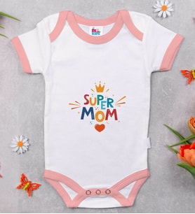 BK Kids Super Mom Tasarımlı Pembe Bebek Body Zıbın-1