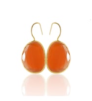 Kadir Jewellery 22 Ayar Altın Kaplama Fosil Taşlı Küpe -El İşçiliği Ve Hipoalerjenik Küpe