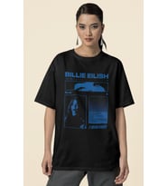 Tasarım Billie Eilish Baskılı Unisex Oversize Şarkıcı Tişört