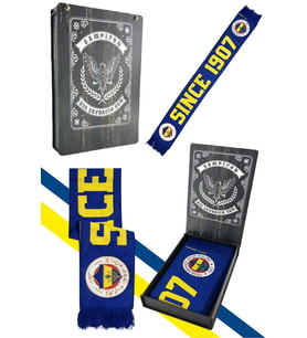 Fenerbahçe Sarı Lacivert Since 1907 Unisex Dokuma Atkı Lazer Kutu Hediyeli