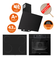 Ferre FryArt&Buharlı Gesto Sessiz Davlumbaz Elektrikli Siyah Ank. Set (D077-SA + MS261 + QEP64CS)