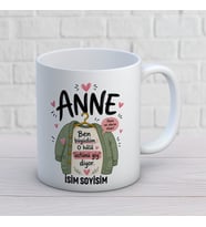 Kişiye Özel Anne Tasarımlı Üstünü Giy Yazılı İsimli Seramik Kupa Bardak