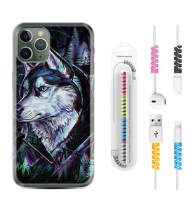 Apple iPhone 11 12 13 14 Pro Max Kılıf Kablo Koruma Spiral Silikon Dog Eyes 1761