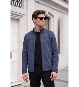 Dik Yaka Slim Fit Mevsimlik Süet Ceket