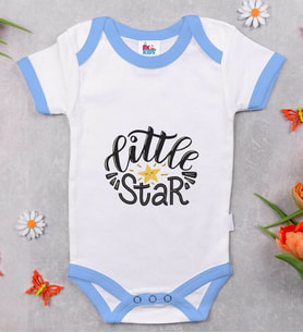 BK Kids Little Star Tasarımlı Mavi Bebek Body Zıbın-1