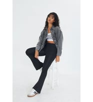 Lesa Wear Kadın Siyah Yüksek Bel Toparlayıcı Çift Cepli İspanyol Paça Tayt Bootcut