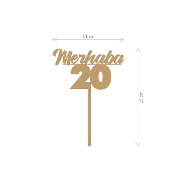 Gold Merhaba 20 Yaş Yazılı Ayna Pleksi Pasta Üstü & Doğum Günü