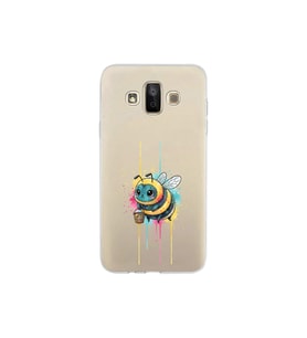 Samsung Galaxy J7 Duo ile uyumlu Splash arı tasarımlı şeffaf silikon kılıf