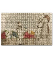 Cakapuzzle Çiçekçi Kız ve Müşterisi Kadınlar Puzzle Yapboz MDF (Ahşap) (120 Parça)
