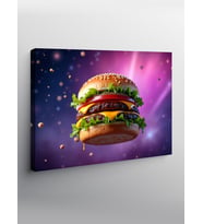 Kanvas Tablo Renkli Burger İllüstrasyonu