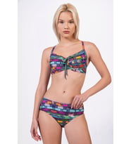 Endeep Kadın Çizgi Desenli Özel Lurex Kumaşlı Balenli Destekli Bikini Takımı