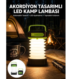 Katlanabilir Kamp Lambası Akordiyon Lamba Şarjlı 3 Kademeli Solar Yeni Nesil