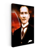 Kanvas Tablo Atatürk Bayrak Fonlu Atatürk Tablosu Ev Ofis Duvar Dekoru
