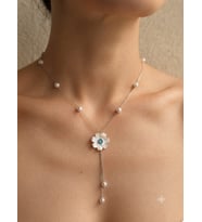925 Ayar Gümüş Papatya Silver Kişiye Özel Doğum Taşlı İncili Sedef Lotus Kolye