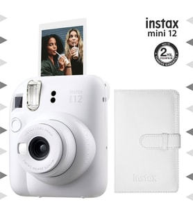 Instax mini 12 Beyaz Fotoğraf Makinesi ve 96'lı Laporta Albüm Seti