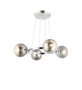 Krom 4 Lü Halka Füme Glop Camlı Modern Avize