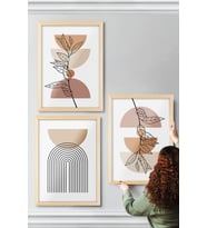Çerçeveli Çoklu Tablo Modern Minimal Çerçeveler Ev Dekoru Konsept 3'lü Ahşap Çerçeve ÖZC-448-AHŞAP (Natural)