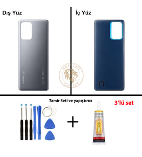 Xiaomi Mi 11-T Meteor Grisi Arka Pil Kapağı Batarya Kapağı Lazer Kesim + Yapıştırıcı ve Vida Seti