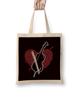 Cello Heart Cellist Musical Instrument Orchestra Musician Bez Çanta Uzun Saplı