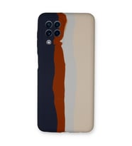 Samsung Galaxy A22 Kılıf Ebruli Lansman Silikon - Lacivert-krem